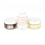 Three cosmetic jars with labels F34, F18, and F20 on a white background