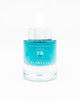 Skincare bottle with blue label on a white background