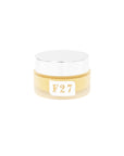 Jar of cream with 'F27' label on a white background
