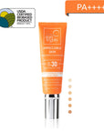 Suntegrity Impeccable Skin SPF 30 tube with shade swatches