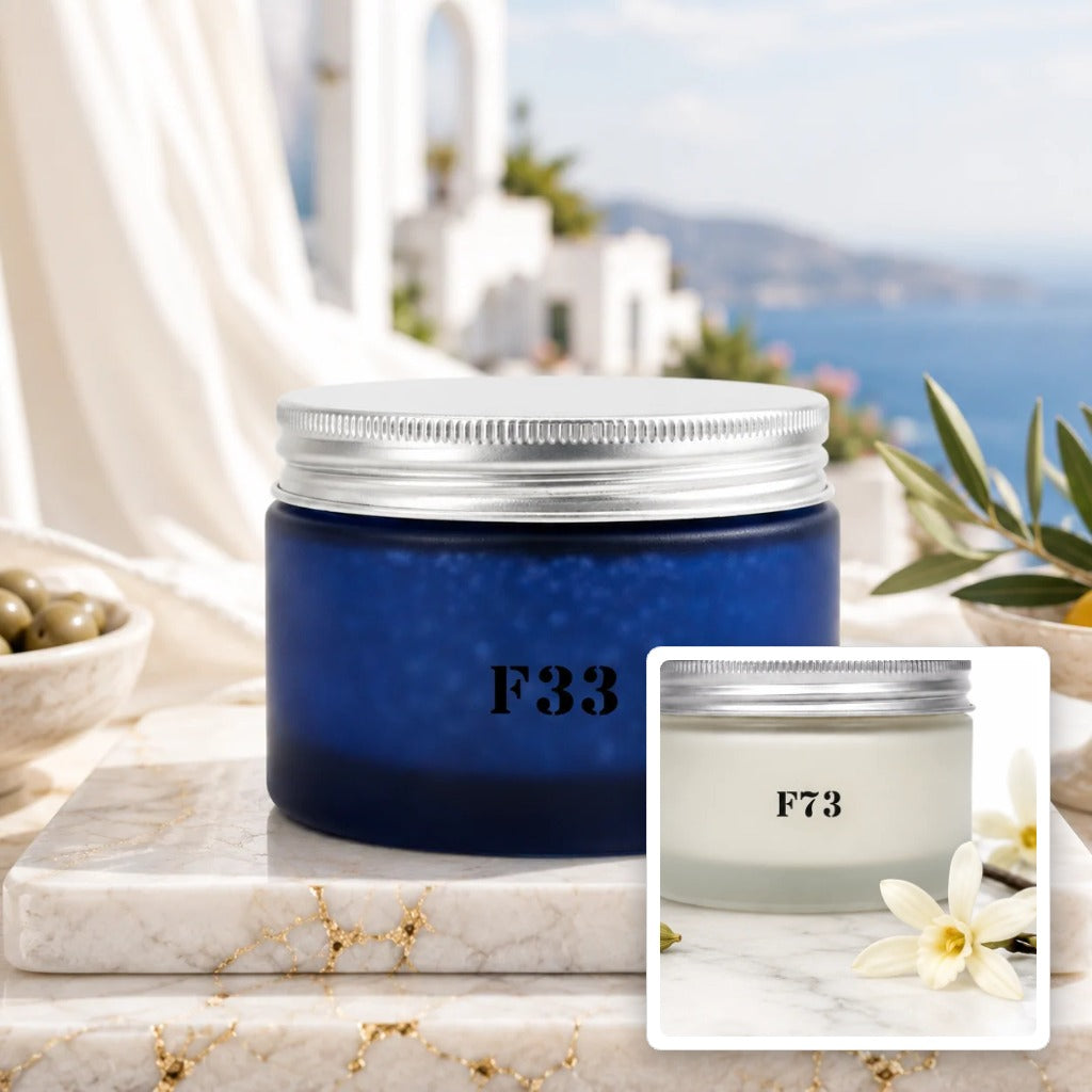F33 Indigo Renewal Body Polish with F73 Vanilla Noir Body Cream