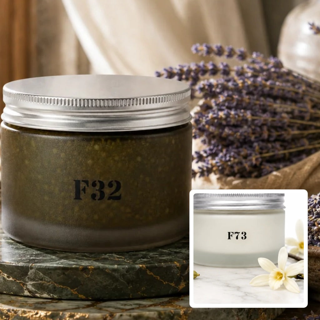 F32 Lavender Silk Body Polish with F73 Vanilla Noir Body Cream