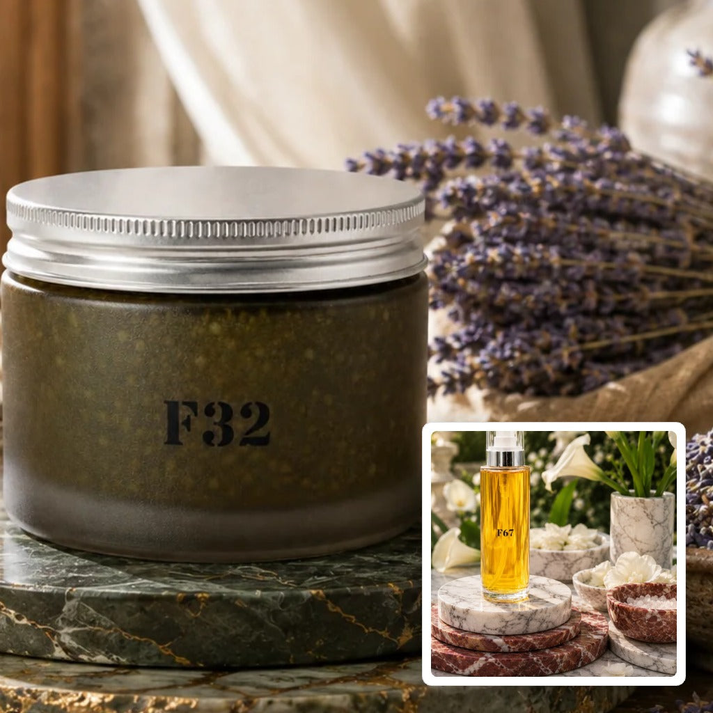 F32 Lavender Silk Body Polish with F67 Calle Lily Glide Body Serum
