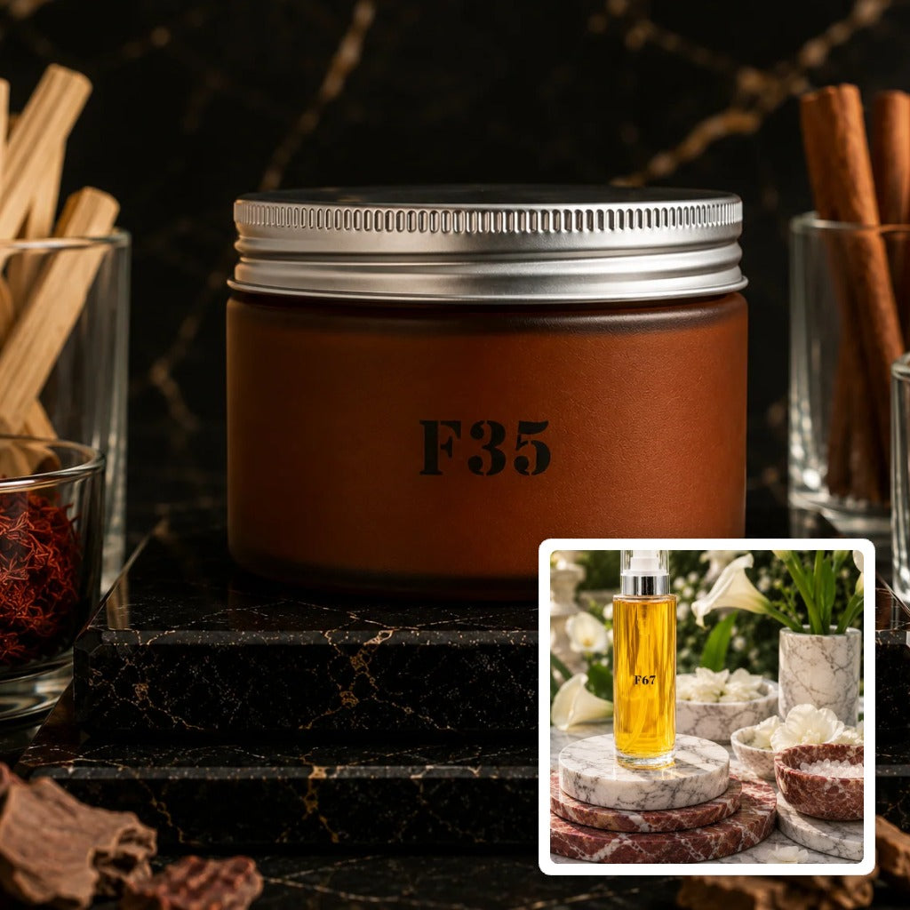 F35 Sandalwood Renewal Polish with F67 Calle Lily Glide Body Serum