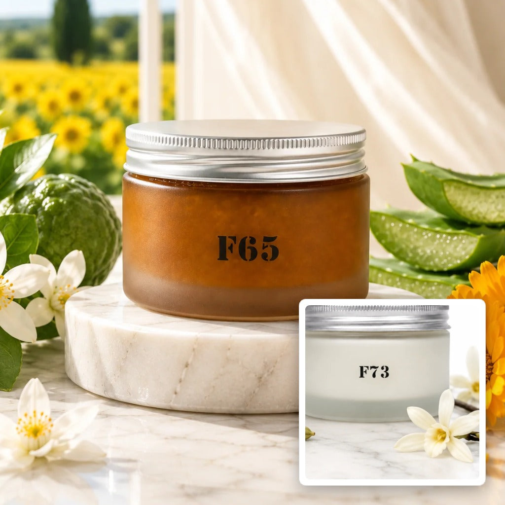 F65 Smooth and Bright Body Polish with F73 Vanilla Noir Body Cream